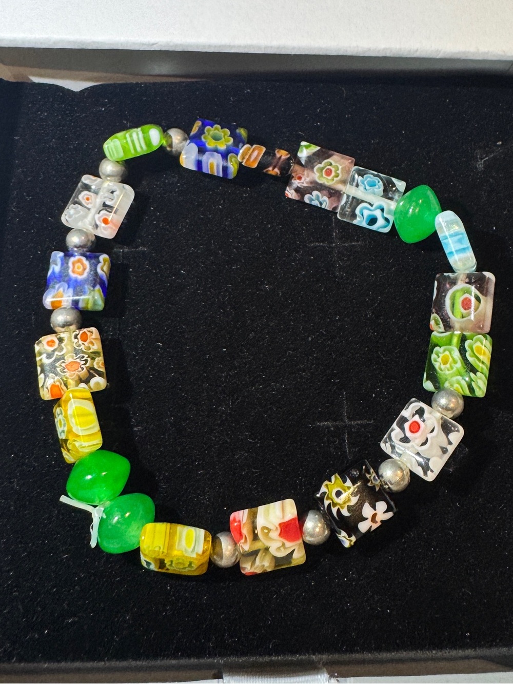 Vintage Millefiori Glass Bead stretchy bracelet